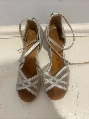Strappy Silver Ankle-Tie Heels for Women